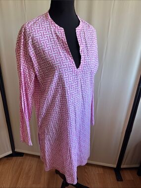 Toss Designs Pink Geometric Tunic,size Large ,100% cotton